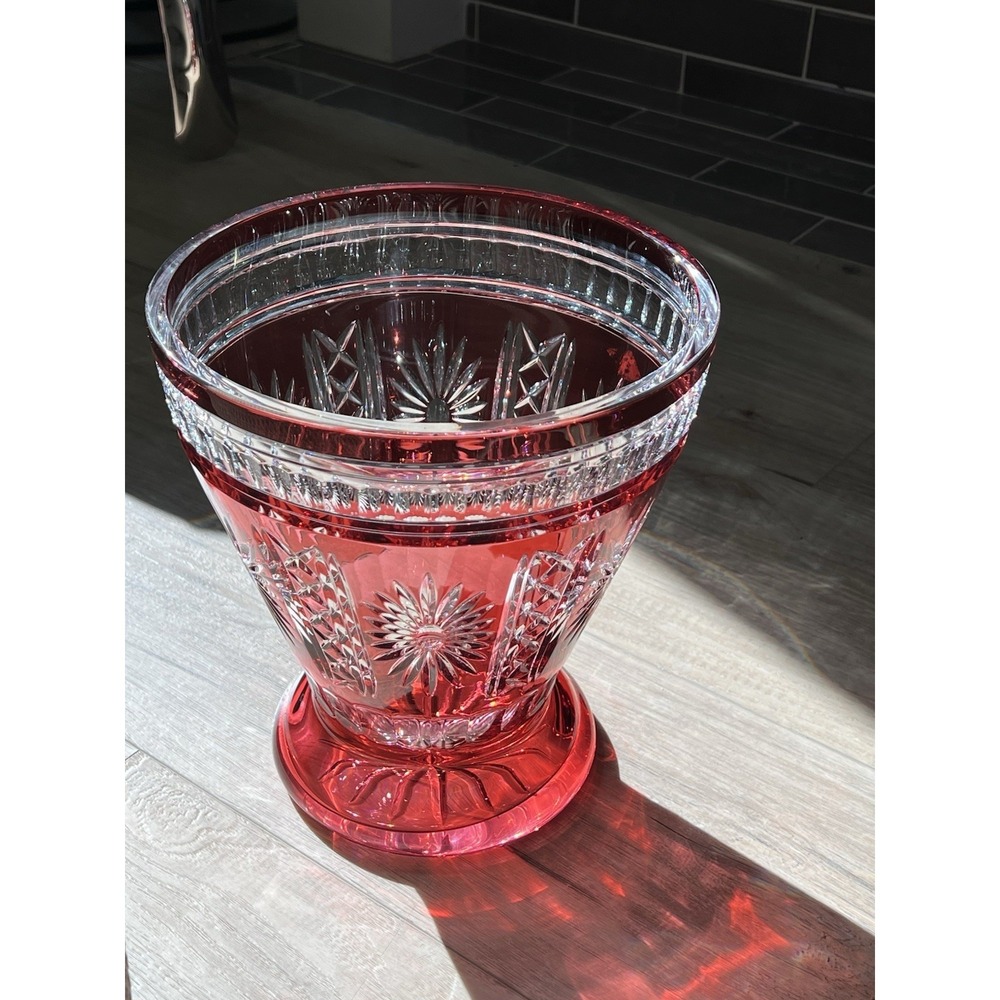 Shannon Crystal Cranberry Cut Glass Ice Bucket Millennium Style(waterford Group)